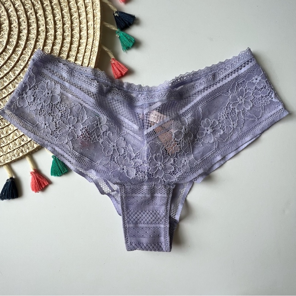 Victoria's Secret The Lacie Floral Stripe Cheeky Panty Periwinkle Small NEW